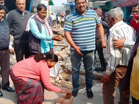काले खां मंदिर के पास नाले का उद्घाटन