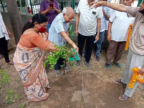 हुकुमचंद पार्क में सीनियर सिटीजन द्वारा वृक्षारोपण — 7