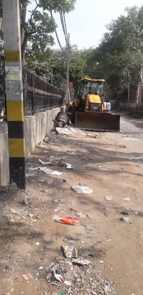 सराय काले खां रेलवे लाइन किनारे सर्विस रोड की सफाई — तस्वीर 1 में से 6