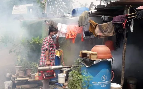 आई जी कैंप 3 (सिद्धार्थ एक्सटेंशन पॉकेट सी) में एंटी मलेरिया फॉगिंग