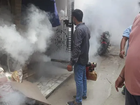 शालीमार पंजाबी कॉलोनी में एंटी मलेरिया फॉगिंग