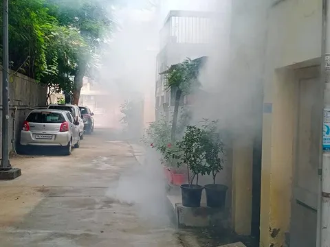 सनलाईट कॉलोनी – 1 के बाला साहेब गुरुद्वारा क्षेत्र में एंटी मलेरिया फॉगिंग — 13