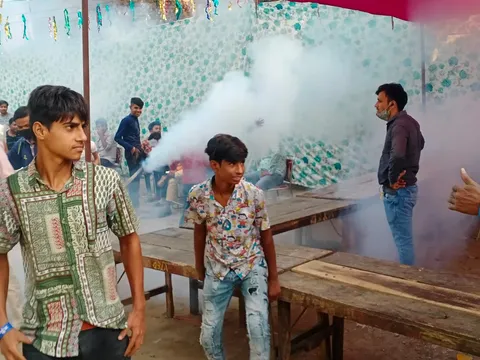 वार्ड के घाटों पर एंटी मलेरिया फॉगिंग