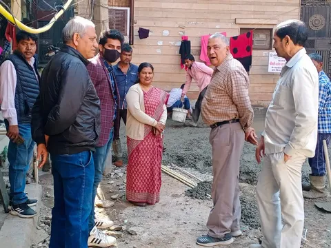 किलोकरी में पंजाबी चौपाल के पास गलियों के नवनिर्माण कार्य का शुभारंभ